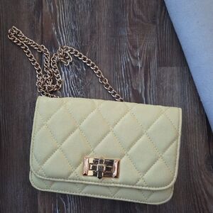 Aldo Quilted Crossbody Bag - Cream with Gold Chain